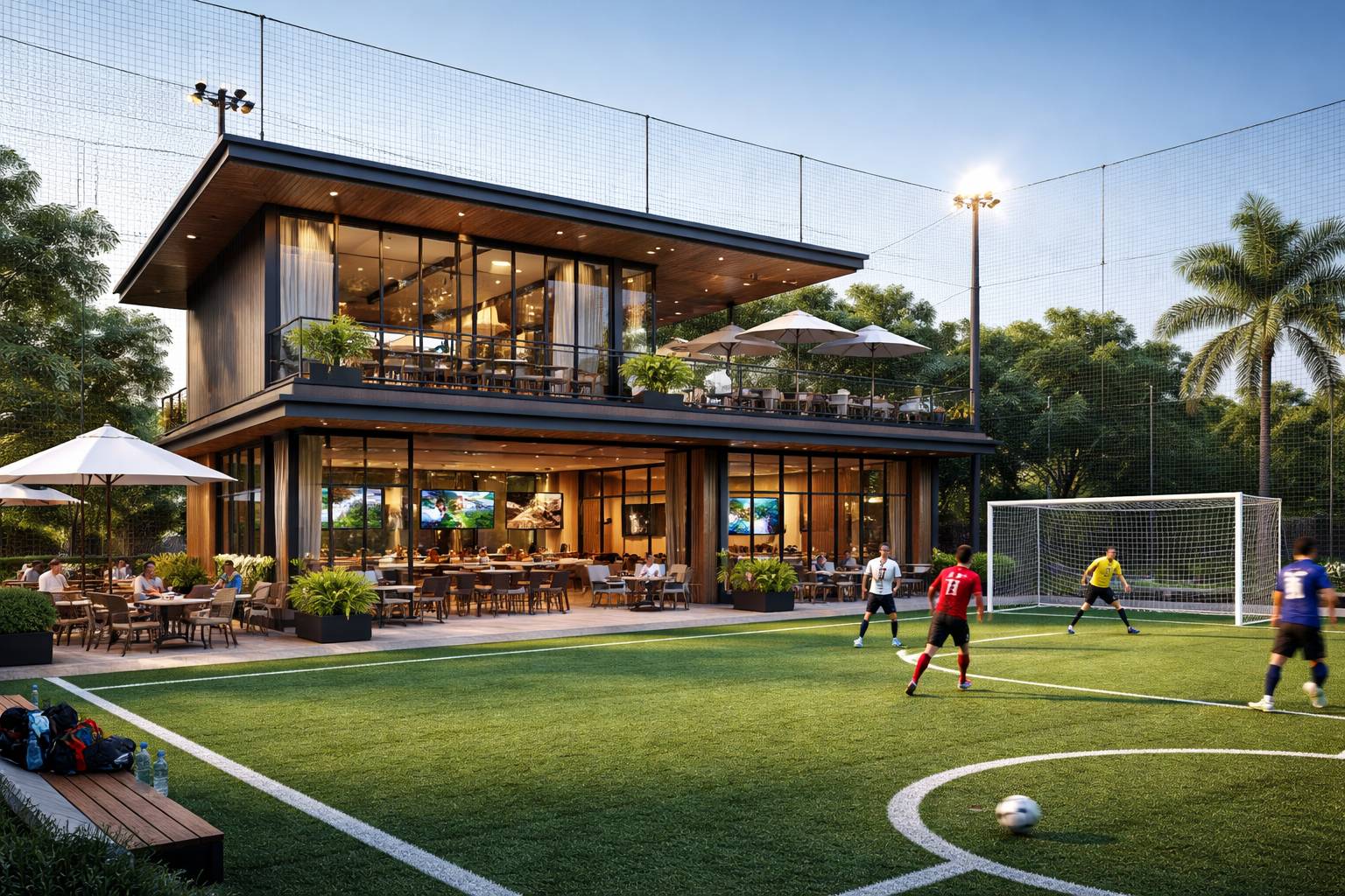 คลับเฮ้าส์สำหรับสนามฟุตบอลหญ้าเทียม
