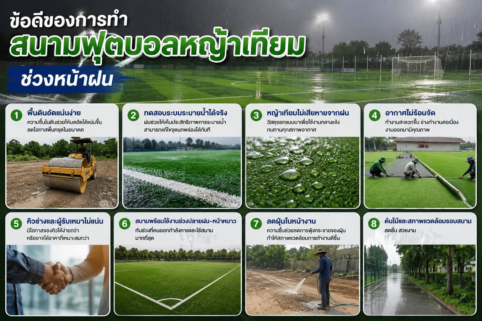 หน้าฝนทำสนามฟุตบอลหญ้าเทียมได้หรือไม่?”