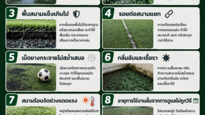 ปัญหาที่มักพบเจอในสนามฟุตบอลหญ้าเทียม