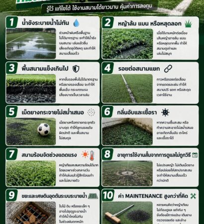 ปัญหาที่มักพบเจอในสนามฟุตบอลหญ้าเทียม