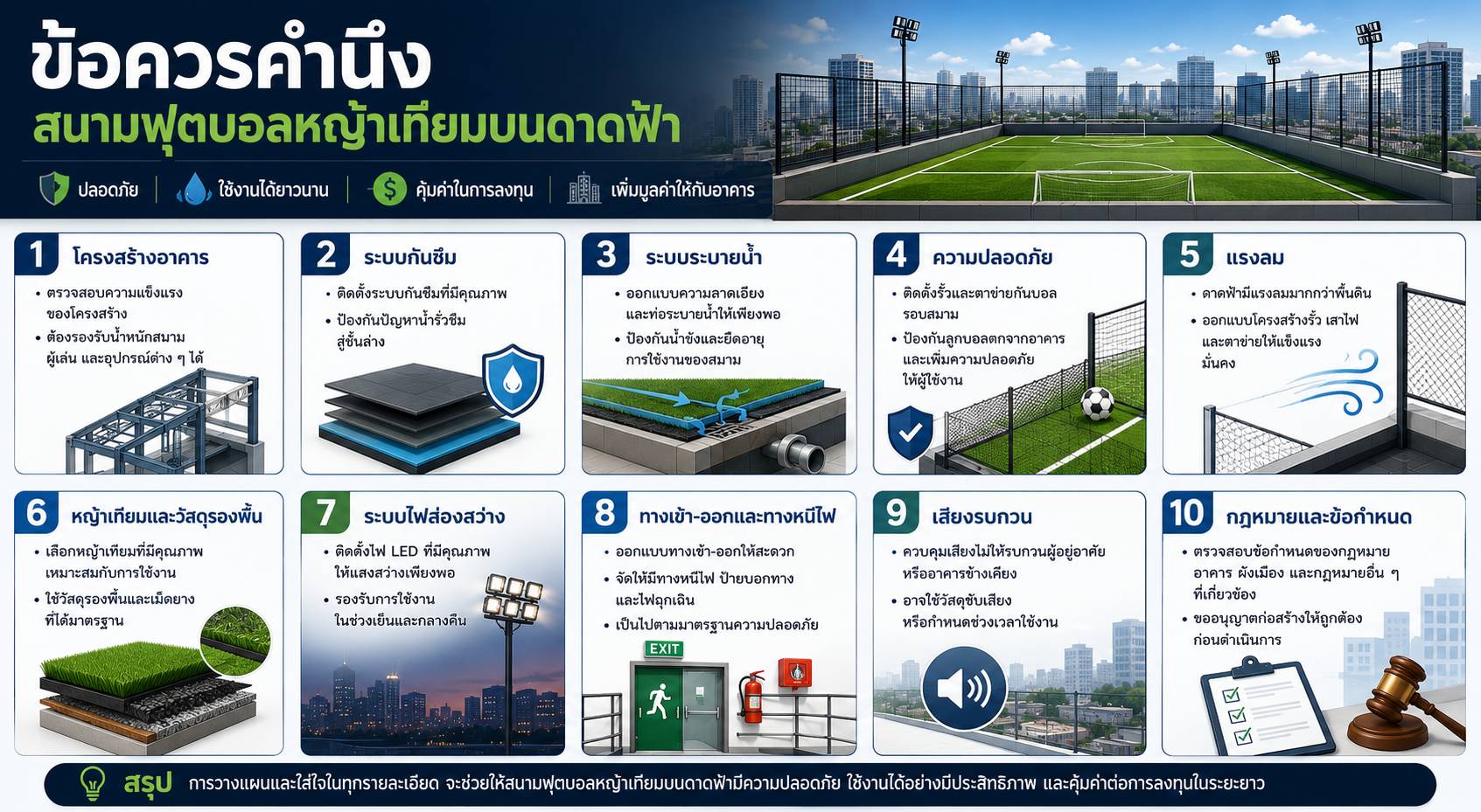 สนามฟุตบอลหญ้าเทียมบนดาดฟ้า