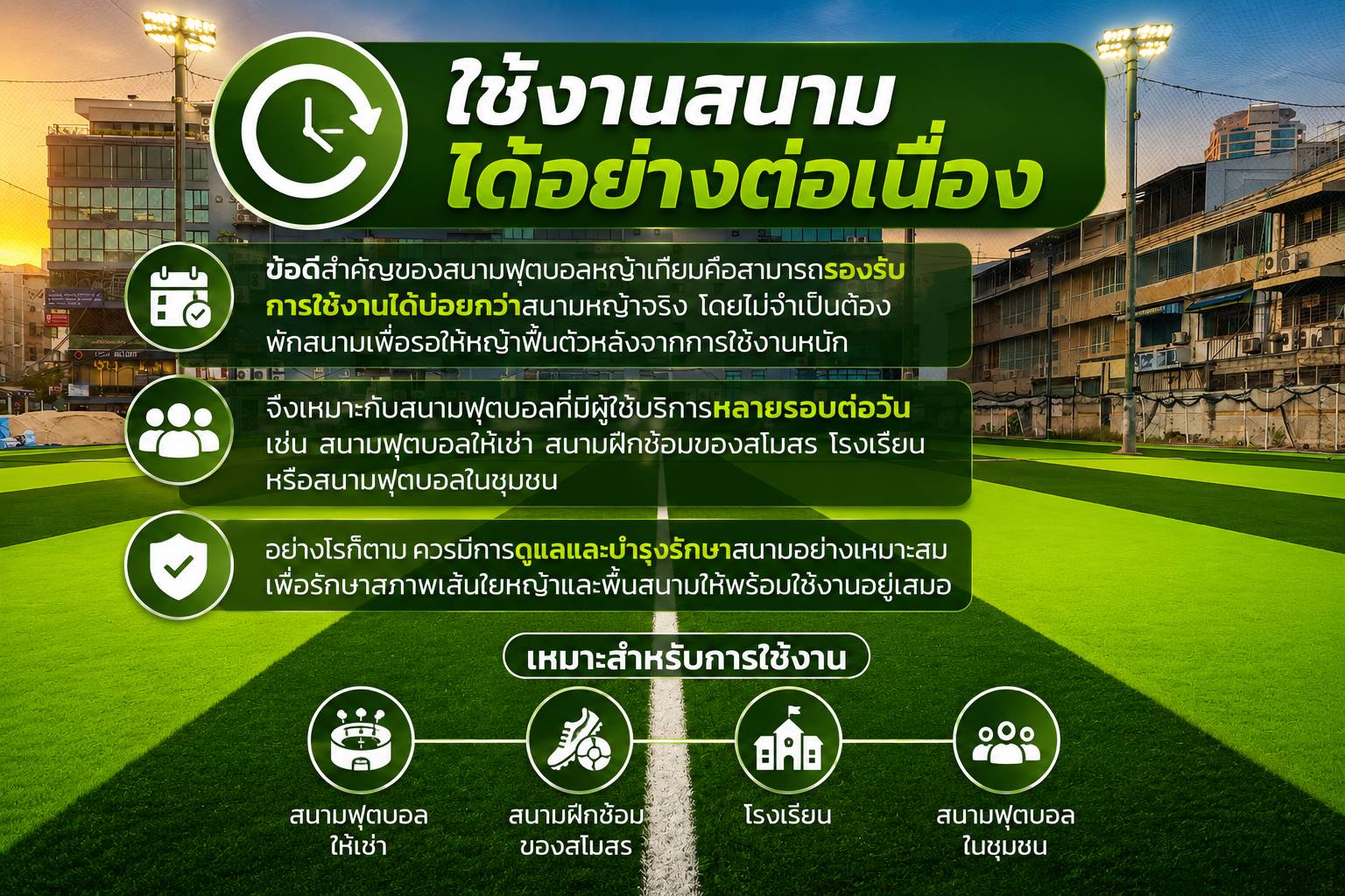 ข้อดีของสนามฟุตบอลหญ้าเทียม