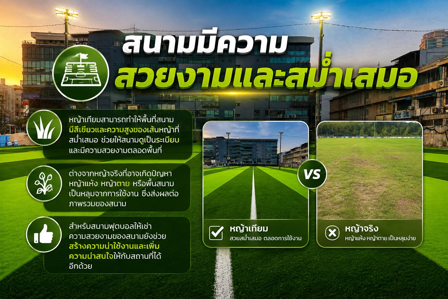 ข้อดีของสนามฟุตบอลหญ้าเทียม