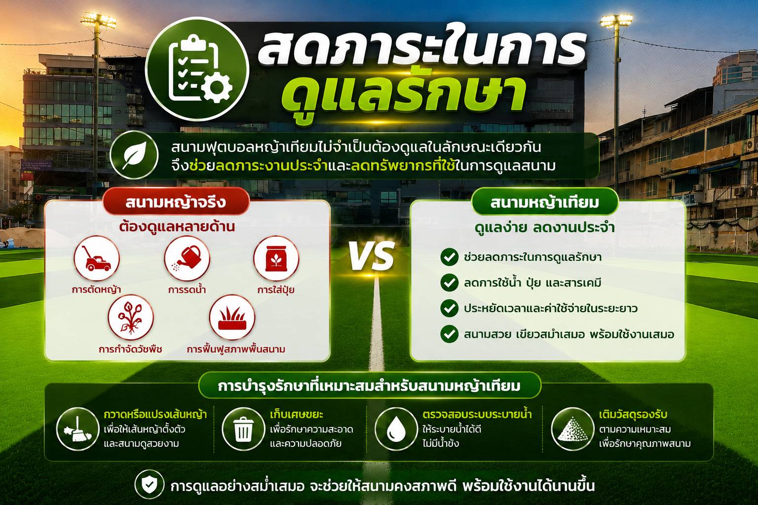 ข้อดีของสนามฟุตบอลหญ้าเทียม