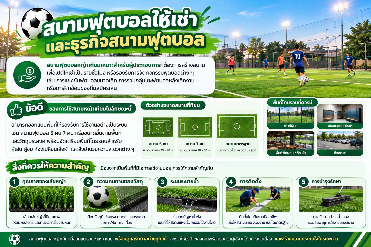 สนามฟุตบอลหญ้าเทียมเหมาะกับการใช้งานแบบไหน
